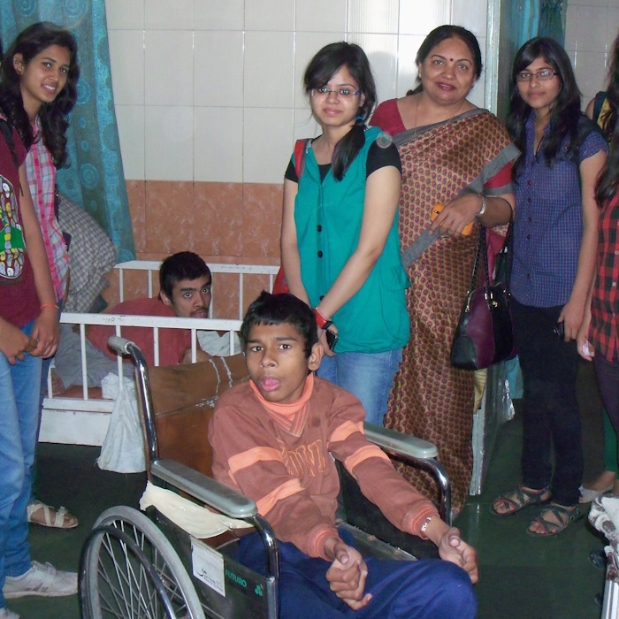 College Student Practicing Seva at CP child Center