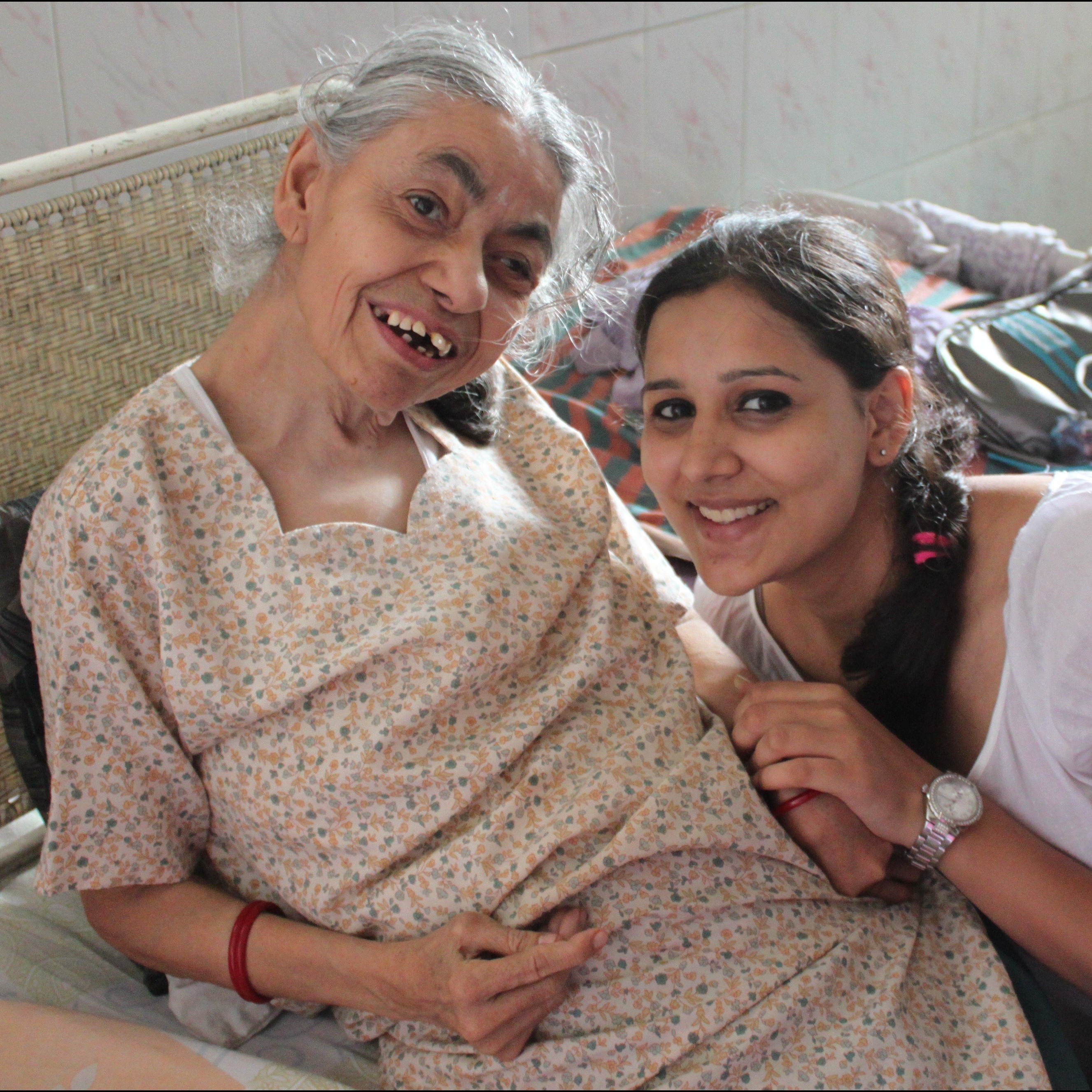 College Student Sharing Love at Old Age Home